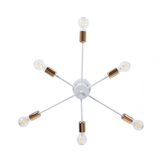 GLOBOSTAR® OLINDA 01385 Μοντέρνο Φωτιστικό Οροφής με Ντουί 6 x E27 AC 220-240V IP20 - Λευκό & Χάλκινο - Μ60 x Π60 x Υ20cm GLOBOSTAR® OLINDA 01385 Μοντέρνο Φωτιστικό Οροφής με Ντουί 6 x E27 AC 220-240V IP20 - Λευκό & Χάλκινο - Μ60 x Π60 x Υ20cm