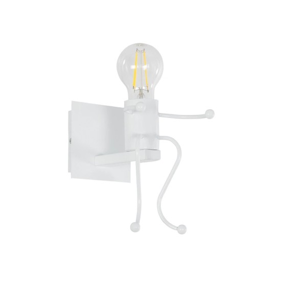 GLOBOSTAR® LITTLEMAN 01389 Μοντέρνο Φωτιστικό Τοίχου - Απλίκα με Ντουί 1 x E27 AC 220-240V IP20 - Λευκό - Μ12 x Π19 x Υ17cm