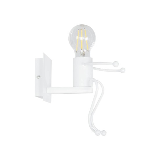 GLOBOSTAR® LITTLEMAN 01389 Μοντέρνο Φωτιστικό Τοίχου - Απλίκα με Ντουί 1 x E27 AC 220-240V IP20 - Λευκό - Μ12 x Π19 x Υ17cm