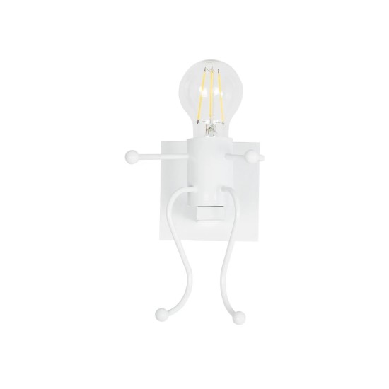 GLOBOSTAR® LITTLEMAN 01389 Μοντέρνο Φωτιστικό Τοίχου - Απλίκα με Ντουί 1 x E27 AC 220-240V IP20 - Λευκό - Μ12 x Π19 x Υ17cm