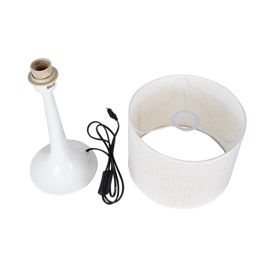 GLOBOSTAR® AMBROSIA 01395 Μοντέρνο Επιτραπέζιο Φωτιστικό Πορτατίφ με Ντουί 1 x E27 AC 220-240V IP20 - Λευκό με Μπέζ- Μ25 x Π25 x Υ46cm