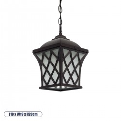 GLOBOSTAR® LINCOLN 01399 Vintage Κρεμαστό Φωτιστικό Οροφής με Ντουί 1 x E27 AC 220-240V IP20 - Καφέ & Διάφανο - Μ19 x Π19 x Υ20cm