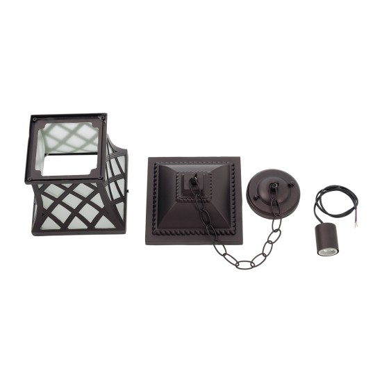 GLOBOSTAR® LINCOLN 01399 Vintage Κρεμαστό Φωτιστικό Οροφής με Ντουί 1 x E27 AC 220-240V IP20 - Καφέ & Διάφανο - Μ19 x Π19 x Υ20cm