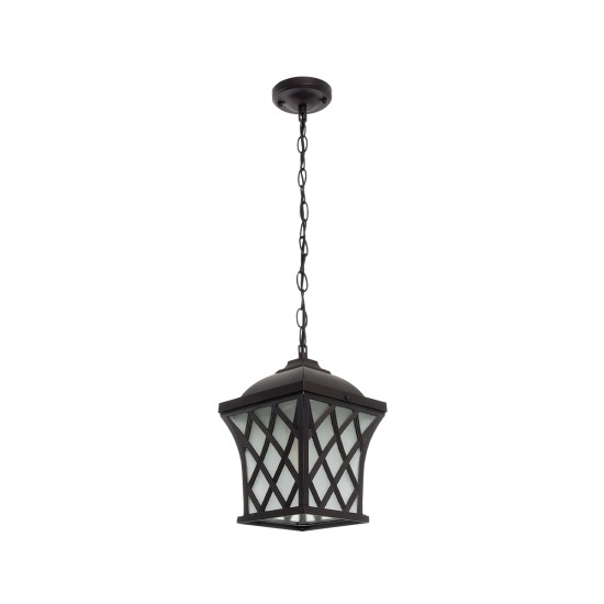 GLOBOSTAR® LINCOLN 01399 Vintage Κρεμαστό Φωτιστικό Οροφής με Ντουί 1 x E27 AC 220-240V IP20 - Καφέ & Διάφανο - Μ19 x Π19 x Υ20cm