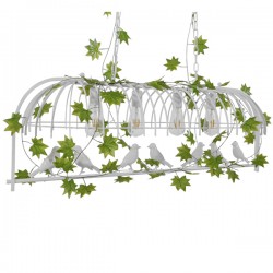 GLOBOSTAR® NEST 01403 Vintage Κρεμαστό Φωτιστικό Οροφής με Ντουί 4 x E27 AC 220-240V IP20 - Λευκό & Πράσινο - Μ103 x Π34 x Υ36.5cm