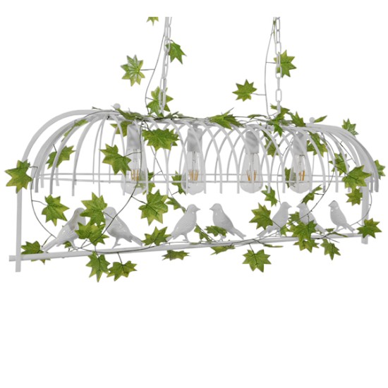 GLOBOSTAR® NEST 01403 Vintage Κρεμαστό Φωτιστικό Οροφής με Ντουί 4 x E27 AC 220-240V IP20 - Λευκό & Πράσινο - Μ103 x Π34 x Υ36.5cm GLOBOSTAR® NEST 01403 Vintage Κρεμαστό Φωτιστικό Οροφής με Ντουί 4 x E27 AC 220-240V IP20 - Λευκό & Πράσινο - Μ103 x Π34 x Υ36.5cm