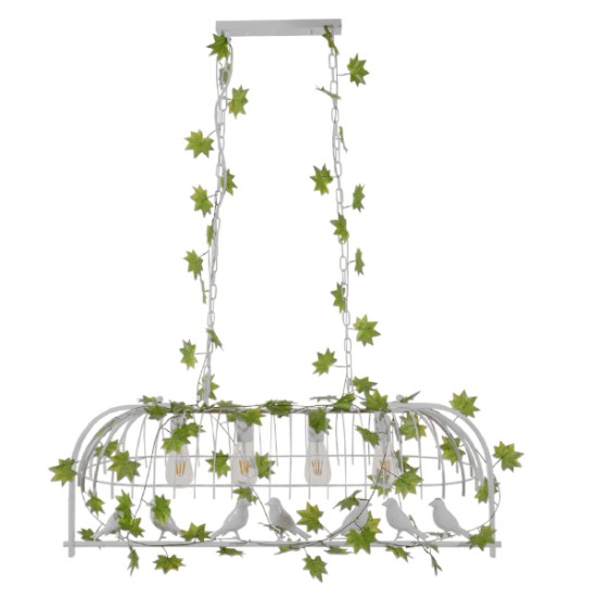 GLOBOSTAR® NEST 01403 Vintage Κρεμαστό Φωτιστικό Οροφής με Ντουί 4 x E27 AC 220-240V IP20 - Λευκό & Πράσινο - Μ103 x Π34 x Υ36.5cm GLOBOSTAR® NEST 01403 Vintage Κρεμαστό Φωτιστικό Οροφής με Ντουί 4 x E27 AC 220-240V IP20 - Λευκό & Πράσινο - Μ103 x Π34 x Υ36.5cm