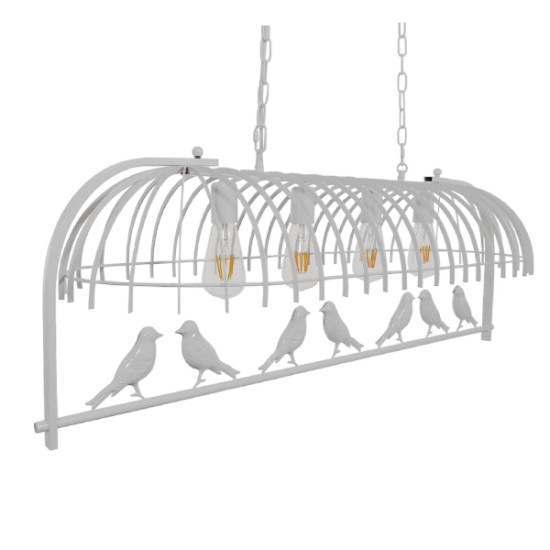 GLOBOSTAR® NEST 01403 Vintage Κρεμαστό Φωτιστικό Οροφής με Ντουί 4 x E27 AC 220-240V IP20 - Λευκό & Πράσινο - Μ103 x Π34 x Υ36.5cm GLOBOSTAR® NEST 01403 Vintage Κρεμαστό Φωτιστικό Οροφής με Ντουί 4 x E27 AC 220-240V IP20 - Λευκό & Πράσινο - Μ103 x Π34 x Υ36.5cm