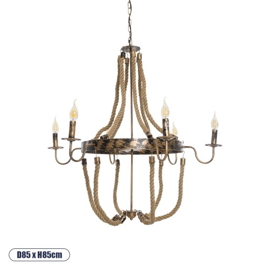 GLOBOSTAR® VICTORIAN 01404 Vintage Κρεμαστό Φωτιστικό Οροφής με Ντουί 6 x E14 AC 220-240V IP20 - Χάλκινο Εφέ Σκουριάς & Μπεζ - Μ85 x Π85 x Υ85cm GLOBOSTAR® VICTORIAN 01404 Vintage Κρεμαστό Φωτιστικό Οροφής με Ντουί 6 x E14 AC 220-240V IP20 - Χάλκινο Εφέ Σκουριάς & Μπεζ - Μ85 x Π85 x Υ85cm