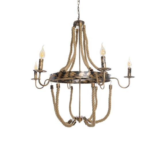 GLOBOSTAR® VICTORIAN 01404 Vintage Κρεμαστό Φωτιστικό Οροφής με Ντουί 6 x E14 AC 220-240V IP20 - Χάλκινο Εφέ Σκουριάς & Μπεζ - Μ85 x Π85 x Υ85cm GLOBOSTAR® VICTORIAN 01404 Vintage Κρεμαστό Φωτιστικό Οροφής με Ντουί 6 x E14 AC 220-240V IP20 - Χάλκινο Εφέ Σκουριάς & Μπεζ - Μ85 x Π85 x Υ85cm