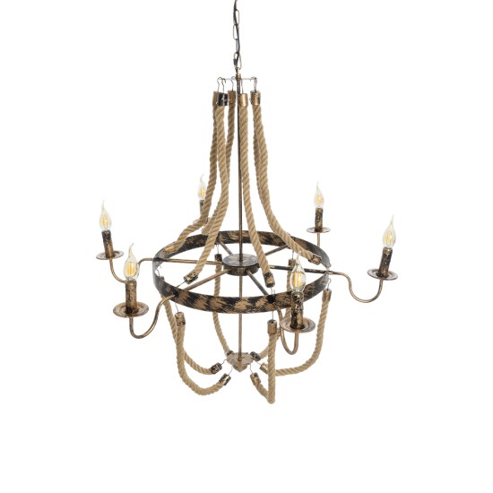 GLOBOSTAR® VICTORIAN 01404 Vintage Κρεμαστό Φωτιστικό Οροφής με Ντουί 6 x E14 AC 220-240V IP20 - Χάλκινο Εφέ Σκουριάς & Μπεζ - Μ85 x Π85 x Υ85cm GLOBOSTAR® VICTORIAN 01404 Vintage Κρεμαστό Φωτιστικό Οροφής με Ντουί 6 x E14 AC 220-240V IP20 - Χάλκινο Εφέ Σκουριάς & Μπεζ - Μ85 x Π85 x Υ85cm