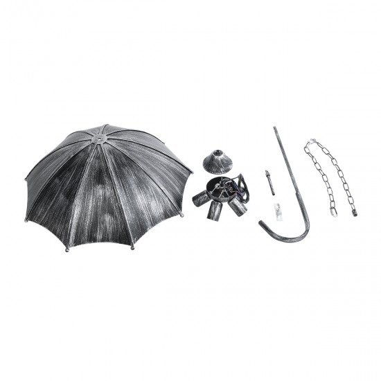 GLOBOSTAR® UMBRELLA 01407 Vintage Κρεμαστό Φωτιστικό Οροφής με Ντουί 5 x E27 AC 220-240V IP20 - Ασημί - Μ60 x Π60 x Y65cm GLOBOSTAR® UMBRELLA 01407 Vintage Κρεμαστό Φωτιστικό Οροφής με Ντουί 5 x E27 AC 220-240V IP20 - Ασημί - Μ60 x Π60 x Y65cm