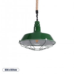 GLOBOSTAR® CRANE 01408 Vintage Κρεμαστό Φωτιστικό Οροφής με Ντουί 1 x E27 AC 220-240V IP20 - Πράσινο & Μπεζ - Μ36 x Π36 x Y31cm
