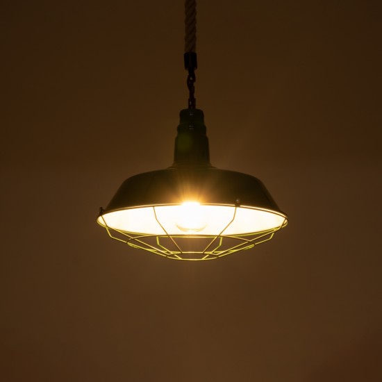 GLOBOSTAR® CRANE 01408 Vintage Κρεμαστό Φωτιστικό Οροφής με Ντουί 1 x E27 AC 220-240V IP20 - Πράσινο & Μπεζ - Μ36 x Π36 x Y31cm