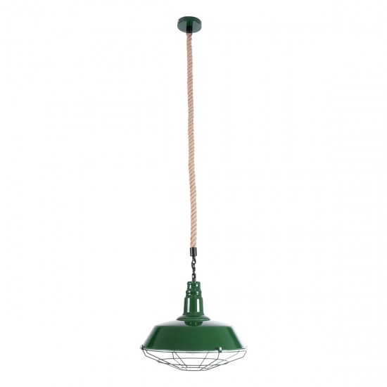 GLOBOSTAR® CRANE 01408 Vintage Κρεμαστό Φωτιστικό Οροφής με Ντουί 1 x E27 AC 220-240V IP20 - Πράσινο & Μπεζ - Μ36 x Π36 x Y31cm