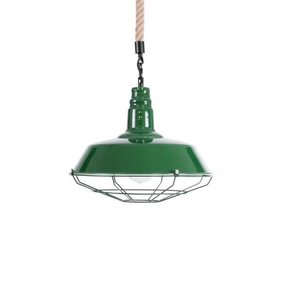 GLOBOSTAR® CRANE 01408 Vintage Κρεμαστό Φωτιστικό Οροφής με Ντουί 1 x E27 AC 220-240V IP20 - Πράσινο & Μπεζ - Μ36 x Π36 x Y31cm
