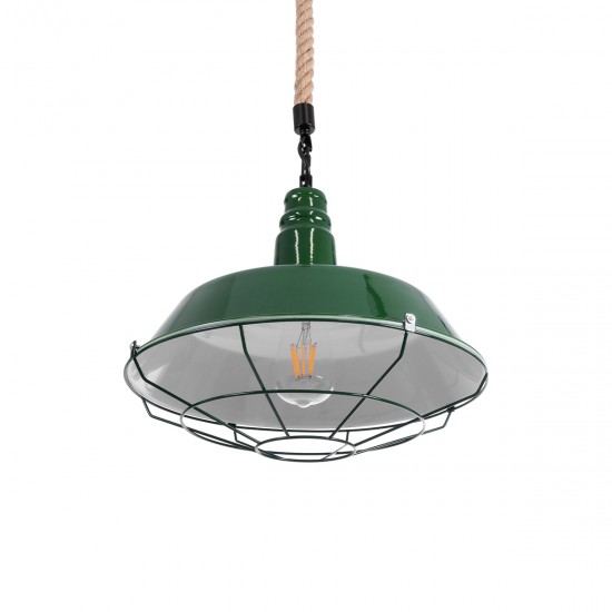 GLOBOSTAR® CRANE 01408 Vintage Κρεμαστό Φωτιστικό Οροφής με Ντουί 1 x E27 AC 220-240V IP20 - Πράσινο & Μπεζ - Μ36 x Π36 x Y31cm