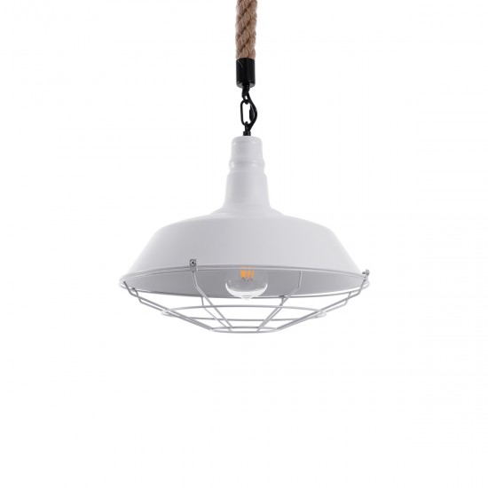 GLOBOSTAR® CRANE 01409 Vintage Κρεμαστό Φωτιστικό Οροφής με Ντουί 1 x E27 AC 220-240V IP20 - Λευκό & Μπεζ - Μ36 x Π36 x Υ31cm