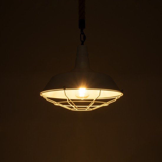 GLOBOSTAR® CRANE 01409 Vintage Κρεμαστό Φωτιστικό Οροφής με Ντουί 1 x E27 AC 220-240V IP20 - Λευκό & Μπεζ - Μ36 x Π36 x Υ31cm