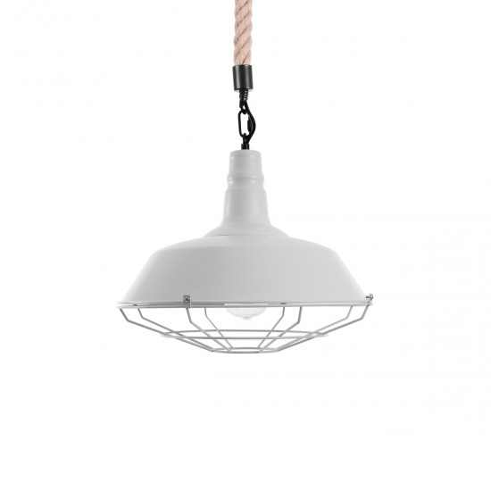 GLOBOSTAR® CRANE 01409 Vintage Κρεμαστό Φωτιστικό Οροφής με Ντουί 1 x E27 AC 220-240V IP20 - Λευκό & Μπεζ - Μ36 x Π36 x Υ31cm