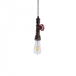 GLOBOSTAR® SPIGOT 01413 Vintage Κρεμαστό Φωτιστικό Οροφής με Ντουί 1 x E27 AC 220-240V IP20 - Χάλκινο & Κόκκινο - Μ5 x Π5 x Y20cm