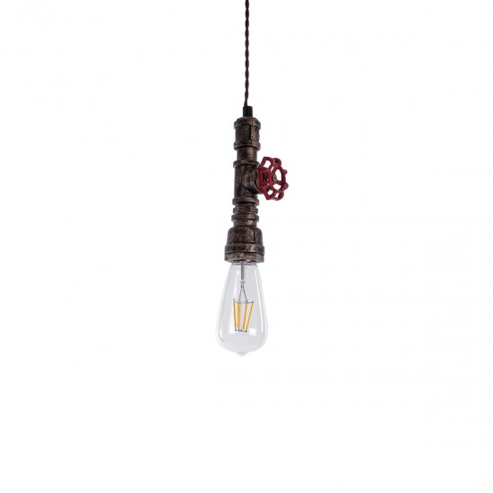 GLOBOSTAR® SPIGOT 01413 Vintage Κρεμαστό Φωτιστικό Οροφής με Ντουί 1 x E27 AC 220-240V IP20 - Χάλκινο & Κόκκινο - Μ5 x Π5 x Y20cm GLOBOSTAR® SPIGOT 01413 Vintage Κρεμαστό Φωτιστικό Οροφής με Ντουί 1 x E27 AC 220-240V IP20 - Χάλκινο & Κόκκινο - Μ5 x Π5 x Y20cm