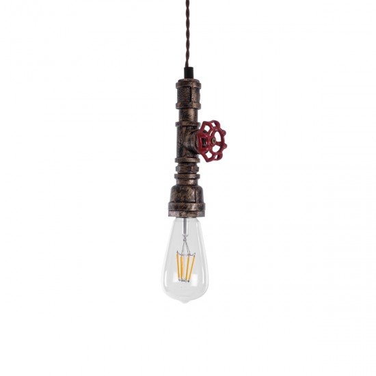 GLOBOSTAR® SPIGOT 01413 Vintage Κρεμαστό Φωτιστικό Οροφής με Ντουί 1 x E27 AC 220-240V IP20 - Χάλκινο & Κόκκινο - Μ5 x Π5 x Y20cm GLOBOSTAR® SPIGOT 01413 Vintage Κρεμαστό Φωτιστικό Οροφής με Ντουί 1 x E27 AC 220-240V IP20 - Χάλκινο & Κόκκινο - Μ5 x Π5 x Y20cm
