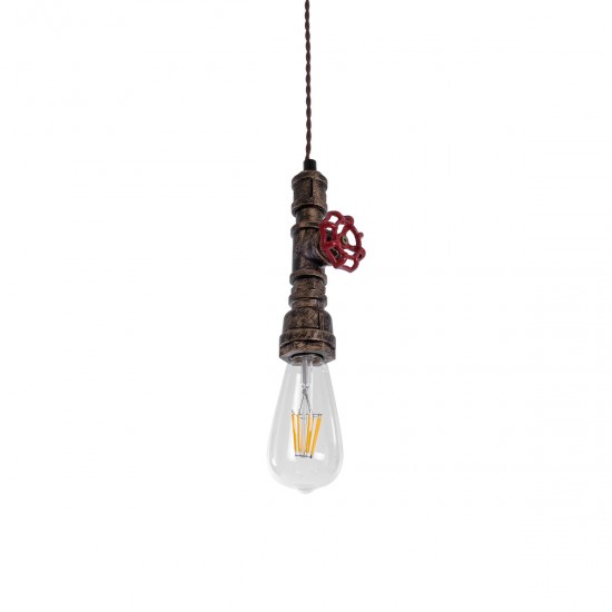 GLOBOSTAR® SPIGOT 01413 Vintage Κρεμαστό Φωτιστικό Οροφής με Ντουί 1 x E27 AC 220-240V IP20 - Χάλκινο & Κόκκινο - Μ5 x Π5 x Y20cm GLOBOSTAR® SPIGOT 01413 Vintage Κρεμαστό Φωτιστικό Οροφής με Ντουί 1 x E27 AC 220-240V IP20 - Χάλκινο & Κόκκινο - Μ5 x Π5 x Y20cm