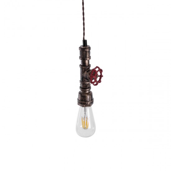 GLOBOSTAR® SPIGOT 01413 Vintage Κρεμαστό Φωτιστικό Οροφής με Ντουί 1 x E27 AC 220-240V IP20 - Χάλκινο & Κόκκινο - Μ5 x Π5 x Y20cm GLOBOSTAR® SPIGOT 01413 Vintage Κρεμαστό Φωτιστικό Οροφής με Ντουί 1 x E27 AC 220-240V IP20 - Χάλκινο & Κόκκινο - Μ5 x Π5 x Y20cm