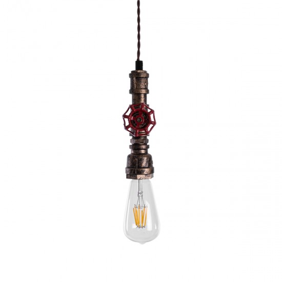GLOBOSTAR® SPIGOT 01413 Vintage Κρεμαστό Φωτιστικό Οροφής με Ντουί 1 x E27 AC 220-240V IP20 - Χάλκινο & Κόκκινο - Μ5 x Π5 x Y20cm GLOBOSTAR® SPIGOT 01413 Vintage Κρεμαστό Φωτιστικό Οροφής με Ντουί 1 x E27 AC 220-240V IP20 - Χάλκινο & Κόκκινο - Μ5 x Π5 x Y20cm