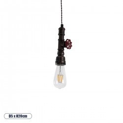 GLOBOSTAR® SPIGOT 01414 Vintage Κρεμαστό Φωτιστικό Οροφής με Ντουί 1 x E27 AC 220-240V IP20 - Καφέ & Κόκκινο - Μ5 x Π5 x Y20cm