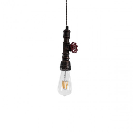 GLOBOSTAR® SPIGOT 01414 Vintage Κρεμαστό Φωτιστικό Οροφής με Ντουί 1 x E27 AC 220-240V IP20 - Καφέ & Κόκκινο - Μ5 x Π5 x Y20cm GLOBOSTAR® SPIGOT 01414 Vintage Κρεμαστό Φωτιστικό Οροφής με Ντουί 1 x E27 AC 220-240V IP20 - Καφέ & Κόκκινο - Μ5 x Π5 x Y20cm