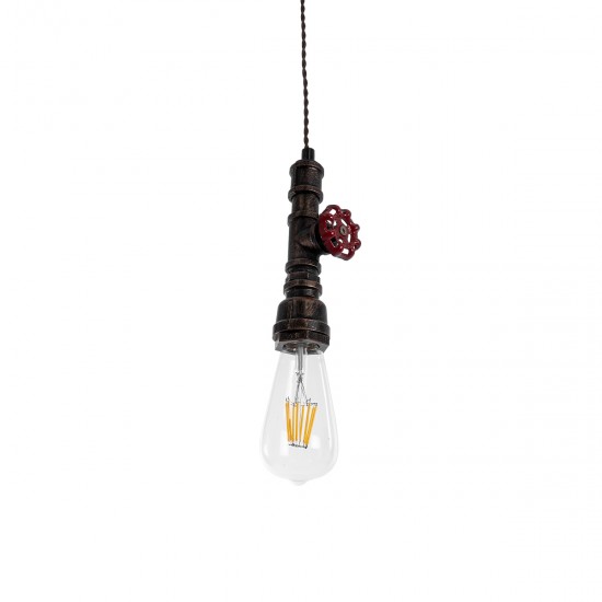 GLOBOSTAR® SPIGOT 01414 Vintage Κρεμαστό Φωτιστικό Οροφής με Ντουί 1 x E27 AC 220-240V IP20 - Καφέ & Κόκκινο - Μ5 x Π5 x Y20cm GLOBOSTAR® SPIGOT 01414 Vintage Κρεμαστό Φωτιστικό Οροφής με Ντουί 1 x E27 AC 220-240V IP20 - Καφέ & Κόκκινο - Μ5 x Π5 x Y20cm