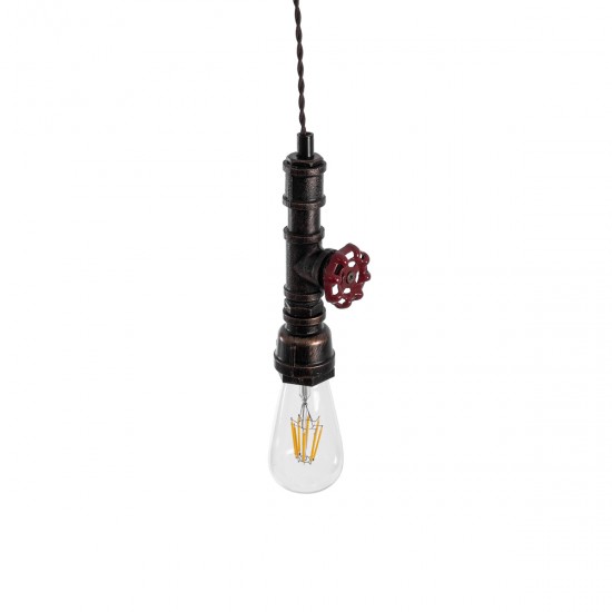 GLOBOSTAR® SPIGOT 01414 Vintage Κρεμαστό Φωτιστικό Οροφής με Ντουί 1 x E27 AC 220-240V IP20 - Καφέ & Κόκκινο - Μ5 x Π5 x Y20cm GLOBOSTAR® SPIGOT 01414 Vintage Κρεμαστό Φωτιστικό Οροφής με Ντουί 1 x E27 AC 220-240V IP20 - Καφέ & Κόκκινο - Μ5 x Π5 x Y20cm