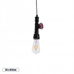 GLOBOSTAR® SPIGOT 01415 Vintage Κρεμαστό Φωτιστικό Οροφής με Ντουί 1 x E27 AC 220-240V IP20 - Μαύρο & Κόκκινο - Μ5 x Π5 x Y20cm