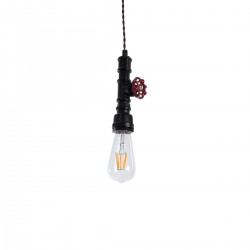 GLOBOSTAR® SPIGOT 01415 Vintage Κρεμαστό Φωτιστικό Οροφής με Ντουί 1 x E27 AC 220-240V IP20 - Μαύρο & Κόκκινο - Μ5 x Π5 x Y20cm