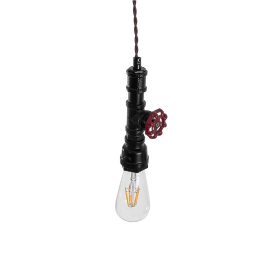 GLOBOSTAR® SPIGOT 01415 Vintage Κρεμαστό Φωτιστικό Οροφής με Ντουί 1 x E27 AC 220-240V IP20 - Μαύρο & Κόκκινο - Μ5 x Π5 x Y20cm