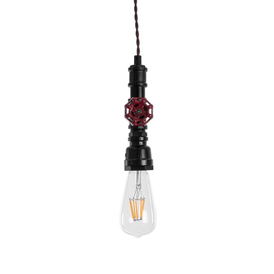 GLOBOSTAR® SPIGOT 01415 Vintage Κρεμαστό Φωτιστικό Οροφής με Ντουί 1 x E27 AC 220-240V IP20 - Μαύρο & Κόκκινο - Μ5 x Π5 x Y20cm