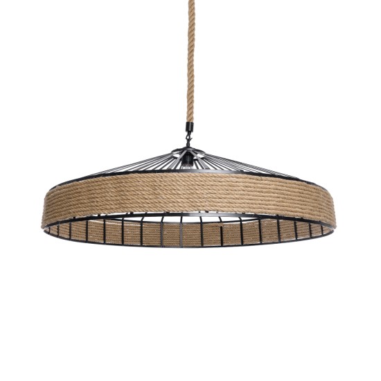 GLOBOSTAR® SAHARA 01416 Boho Κρεμαστό Φωτιστικό Οροφής με Ντουί 1 x E27 AC 220-240V IP20 - Μπεζ & Μαύρο - Μ80 x Π80 x Y25cm GLOBOSTAR® SAHARA 01416 Boho Κρεμαστό Φωτιστικό Οροφής με Ντουί 1 x E27 AC 220-240V IP20 - Μπεζ & Μαύρο - Μ80 x Π80 x Y25cm