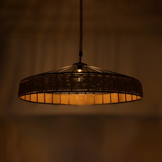 GLOBOSTAR® SAHARA 01416 Boho Κρεμαστό Φωτιστικό Οροφής με Ντουί 1 x E27 AC 220-240V IP20 - Μπεζ & Μαύρο - Μ80 x Π80 x Y25cm GLOBOSTAR® SAHARA 01416 Boho Κρεμαστό Φωτιστικό Οροφής με Ντουί 1 x E27 AC 220-240V IP20 - Μπεζ & Μαύρο - Μ80 x Π80 x Y25cm