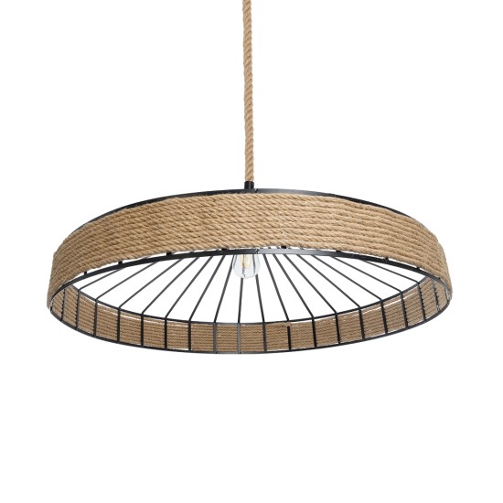 GLOBOSTAR® SAHARA 01416 Boho Κρεμαστό Φωτιστικό Οροφής με Ντουί 1 x E27 AC 220-240V IP20 - Μπεζ & Μαύρο - Μ80 x Π80 x Y25cm GLOBOSTAR® SAHARA 01416 Boho Κρεμαστό Φωτιστικό Οροφής με Ντουί 1 x E27 AC 220-240V IP20 - Μπεζ & Μαύρο - Μ80 x Π80 x Y25cm