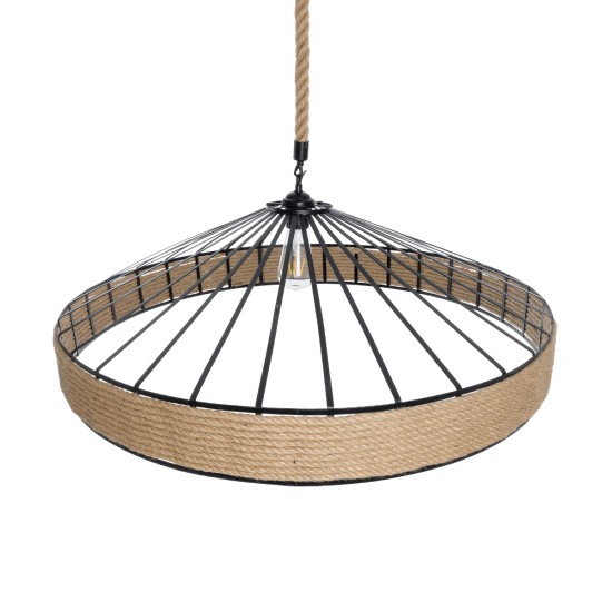 GLOBOSTAR® SAHARA 01416 Boho Κρεμαστό Φωτιστικό Οροφής με Ντουί 1 x E27 AC 220-240V IP20 - Μπεζ & Μαύρο - Μ80 x Π80 x Y25cm GLOBOSTAR® SAHARA 01416 Boho Κρεμαστό Φωτιστικό Οροφής με Ντουί 1 x E27 AC 220-240V IP20 - Μπεζ & Μαύρο - Μ80 x Π80 x Y25cm