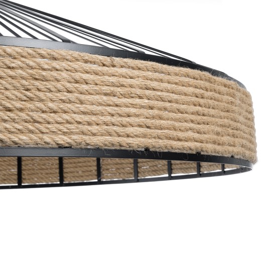GLOBOSTAR® SAHARA 01416 Boho Κρεμαστό Φωτιστικό Οροφής με Ντουί 1 x E27 AC 220-240V IP20 - Μπεζ & Μαύρο - Μ80 x Π80 x Y25cm GLOBOSTAR® SAHARA 01416 Boho Κρεμαστό Φωτιστικό Οροφής με Ντουί 1 x E27 AC 220-240V IP20 - Μπεζ & Μαύρο - Μ80 x Π80 x Y25cm