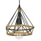 GLOBOSTAR® FLUTED 01421 Vintage Κρεμαστό Φωτιστικό Οροφής με Ντουί 1 x E27 AC 220-240V IP20 - Μαύρο & Μπεζ - Μ25 x Π25 x Y24cm