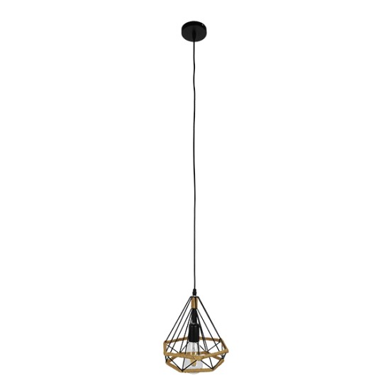 GLOBOSTAR® FLUTED 01421 Vintage Κρεμαστό Φωτιστικό Οροφής με Ντουί 1 x E27 AC 220-240V IP20 - Μαύρο & Μπεζ - Μ25 x Π25 x Y24cm
