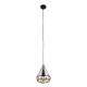 GLOBOSTAR® FLUTED 01421 Vintage Κρεμαστό Φωτιστικό Οροφής με Ντουί 1 x E27 AC 220-240V IP20 - Μαύρο & Μπεζ - Μ25 x Π25 x Y24cm
