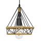 GLOBOSTAR® FLUTED 01421 Vintage Κρεμαστό Φωτιστικό Οροφής με Ντουί 1 x E27 AC 220-240V IP20 - Μαύρο & Μπεζ - Μ25 x Π25 x Y24cm