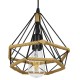 GLOBOSTAR® FLUTED 01421 Vintage Κρεμαστό Φωτιστικό Οροφής με Ντουί 1 x E27 AC 220-240V IP20 - Μαύρο & Μπεζ - Μ25 x Π25 x Y24cm