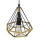 GLOBOSTAR® FLUTED 01421 Vintage Κρεμαστό Φωτιστικό Οροφής με Ντουί 1 x E27 AC 220-240V IP20 - Μαύρο & Μπεζ - Μ25 x Π25 x Y24cm