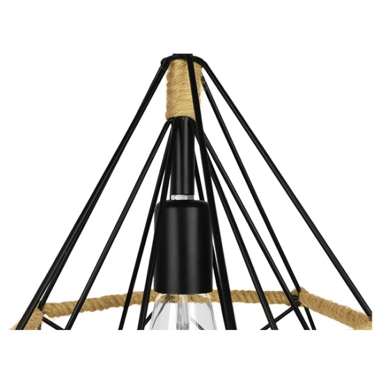 GLOBOSTAR® FLUTED 01421 Vintage Κρεμαστό Φωτιστικό Οροφής με Ντουί 1 x E27 AC 220-240V IP20 - Μαύρο & Μπεζ - Μ25 x Π25 x Y24cm